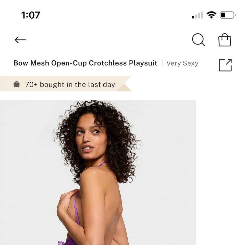 NWT Victoria’s Secret Very Sexy Bow Open-Cup Crotchless Playsuit in Purple - Picture 6 of 6